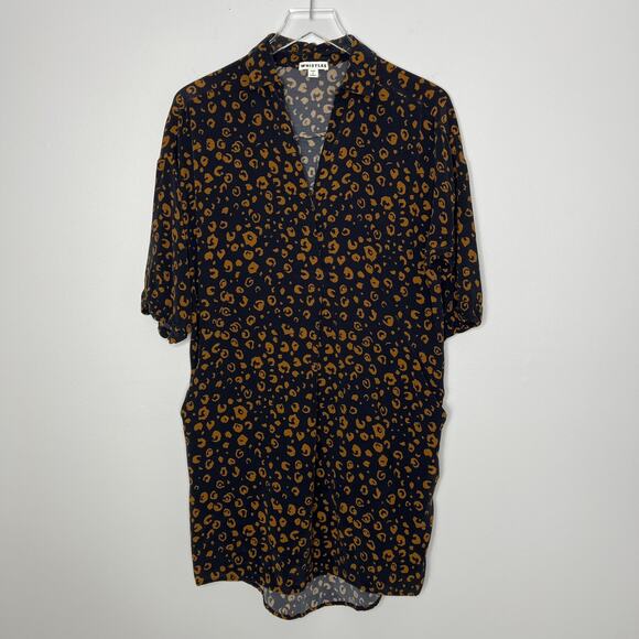 Whistles Lola Cheetah Print Shirt Dress Small Black Brown Animal Print Neutral - Picture 5 of 15